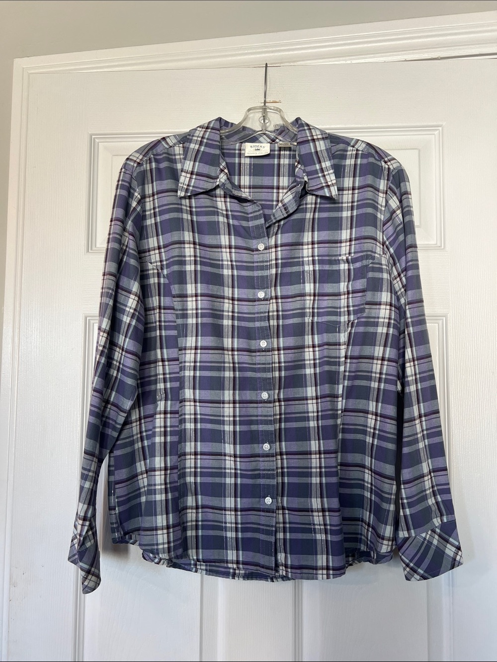 Riders by Lee Purple and Gray Plaid Button-Down Shirt